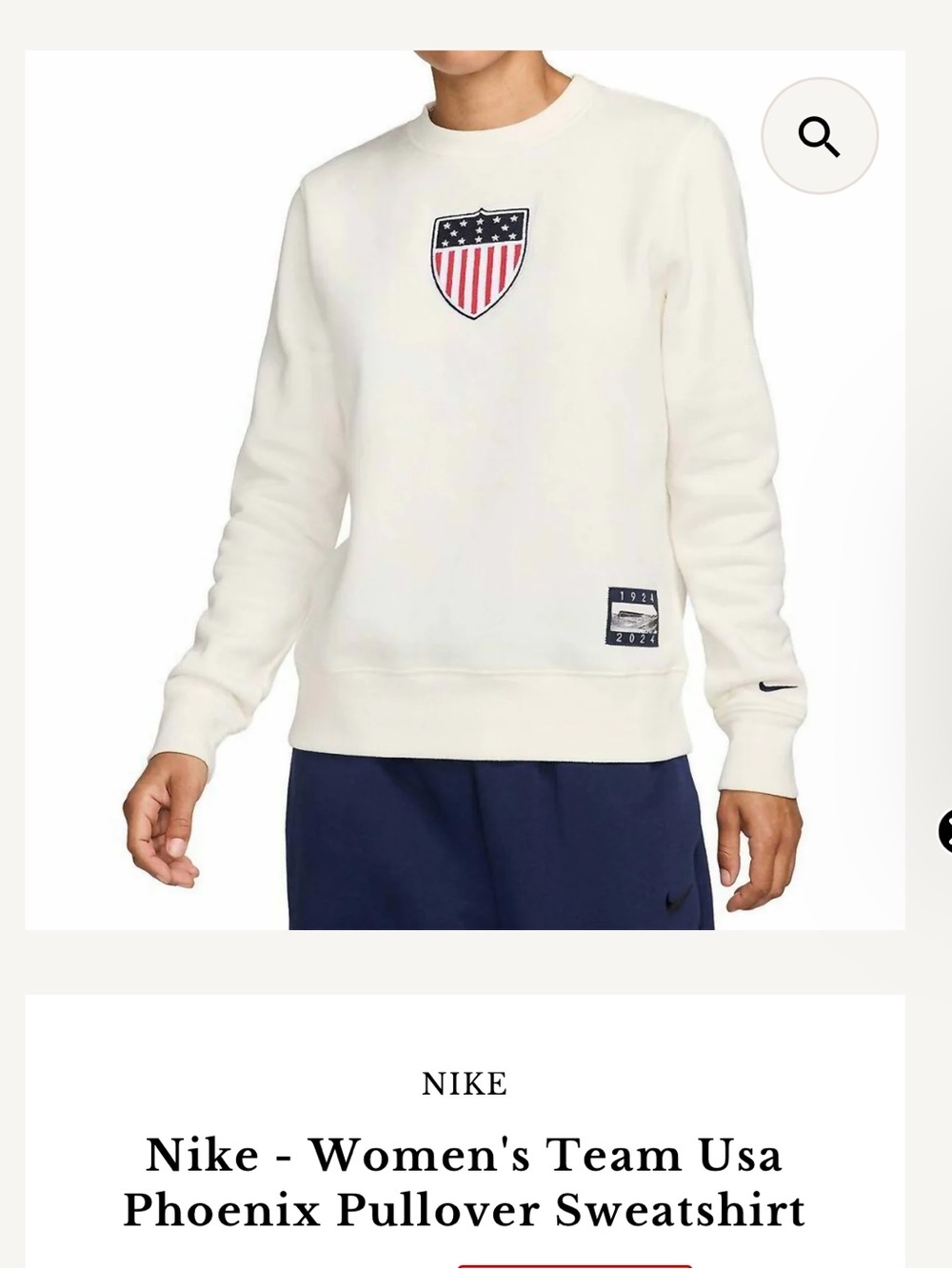 Nike White Crewneck Sweatshirt with USA Shield Patch